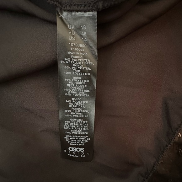 ASOS Maternity High Neck Long Sleeve Black/Gold Metallic Chiffon Mini Dress NWOT - Picture 14 of 15